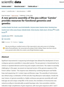 A new genome assembly of the pea cultivar 'Caméor' provides resources for functional genomics and genetics